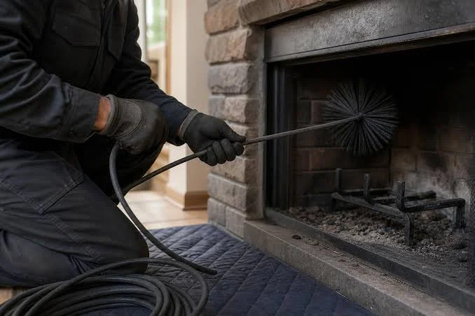 Professional chimney cleaning tools prepared for service