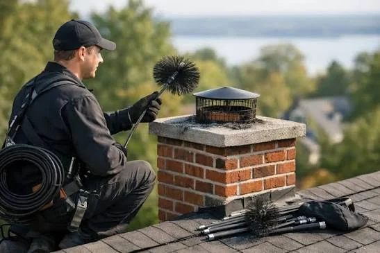 Routine chimney maintenance at a residential property